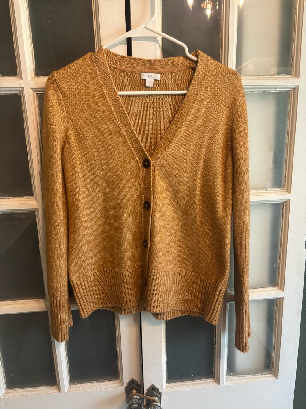 J. Jill Golden Mustard V-Neck Button Cardigan